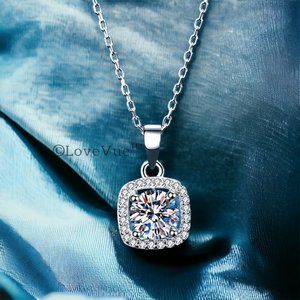 Certified 5ct. t.w. Diamond Square Frame Halo Necklace